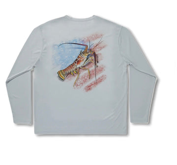 Patriotic Lobster / Silver - Quick Dry UPF 50+ Mens Long Sleeve